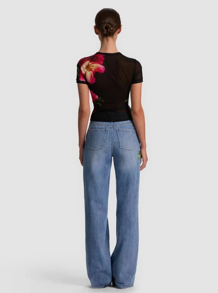 Alice + Olivia Tess Tee in Empress Bloom Black