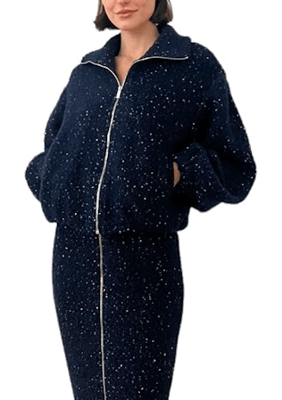 Amanda Como Bomber Jacket in Navy Multi