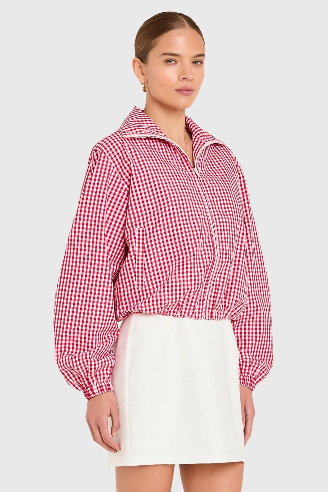 Amanda Uprichard Como Bomber Jacket in Ivory Red
