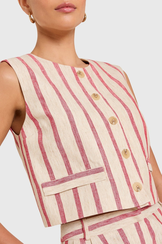 Amanda Uprichard Jeremiah Top in Red Stripe