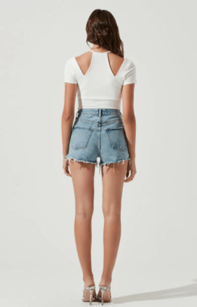 ASTR Reedley Halter Neck Cutout Bodysuit in White