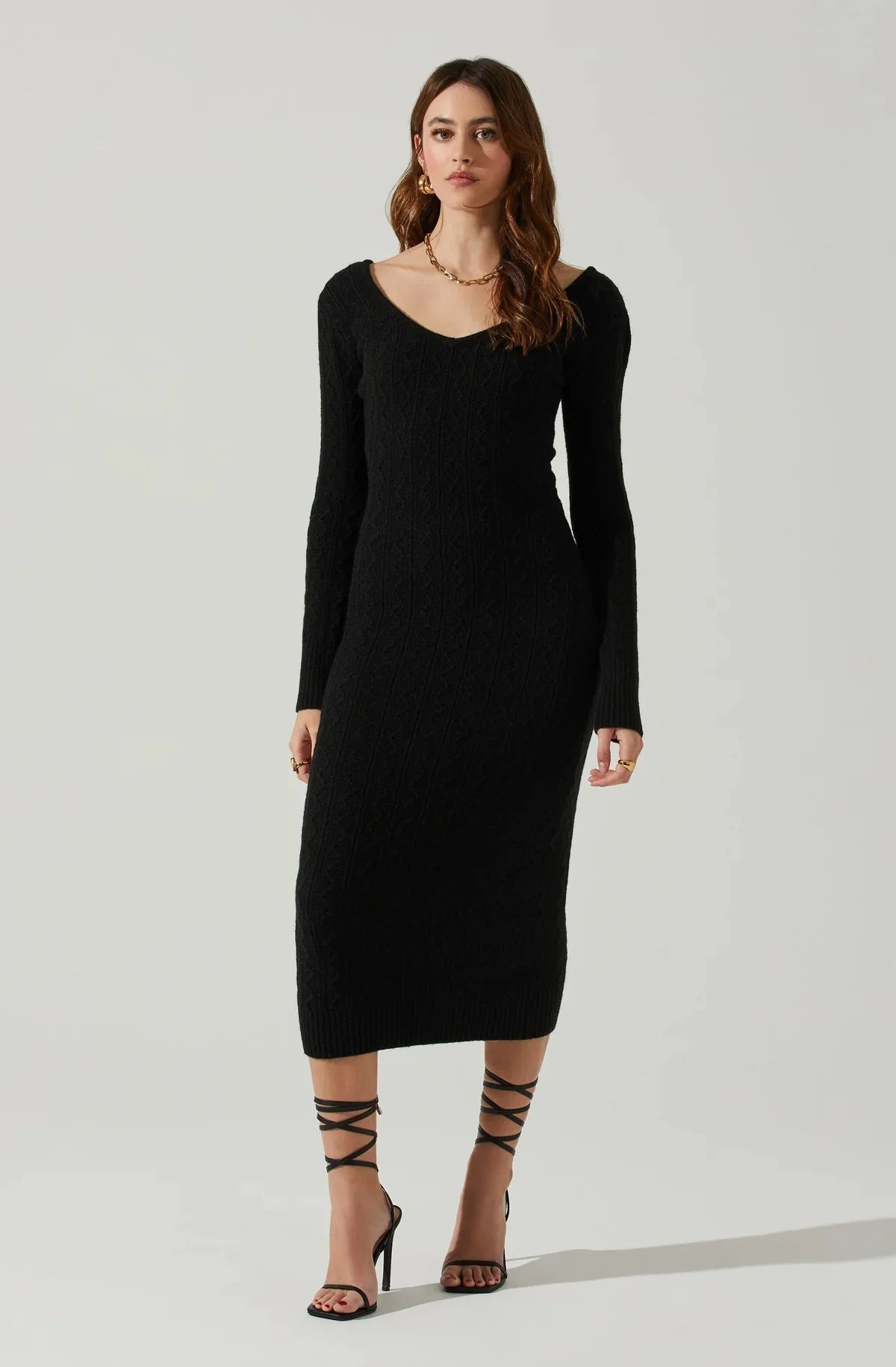ASTR Regina Sweater Dress in Black