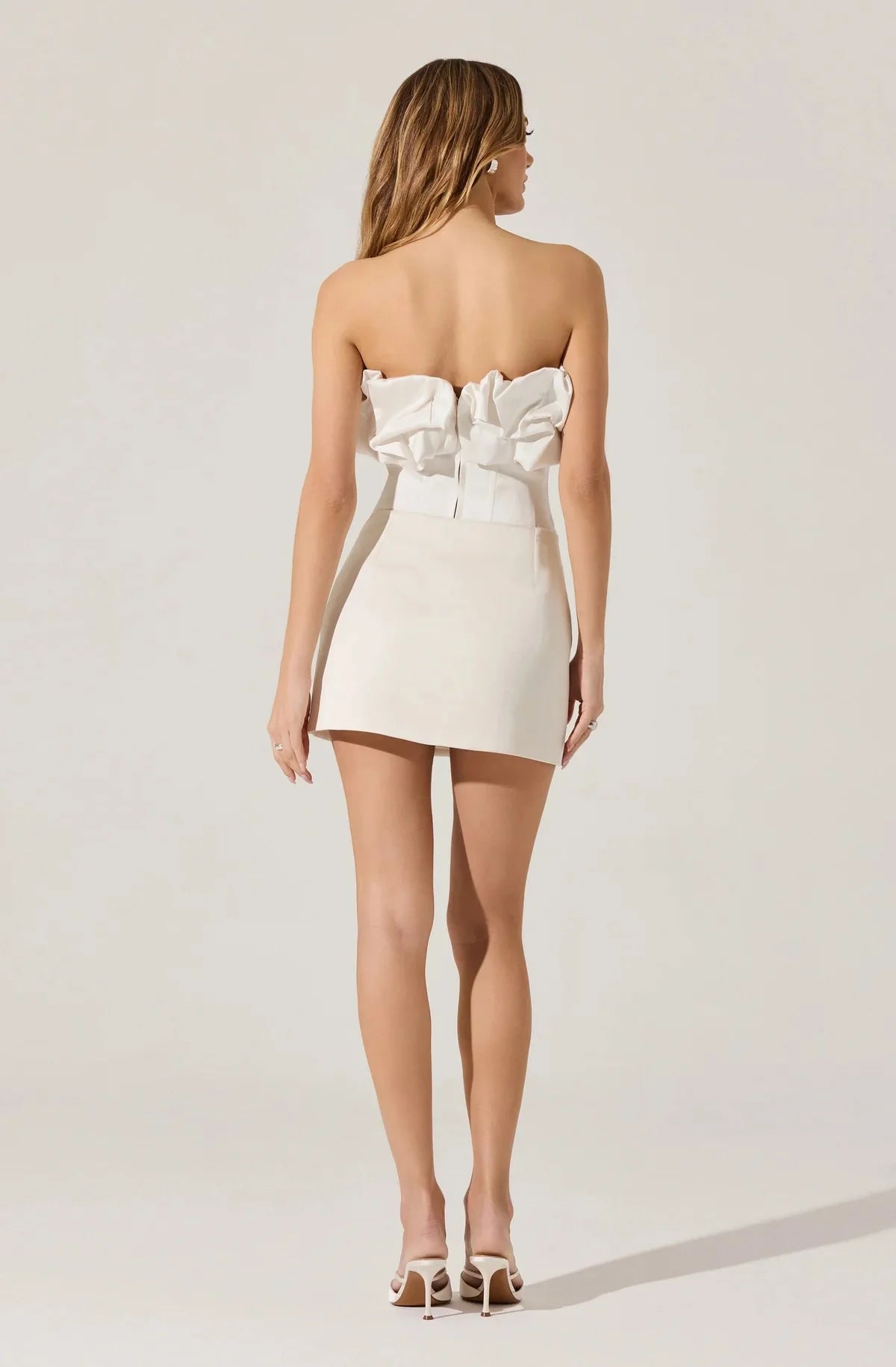 ASTR Sarahi Strapless Ruffled Corset Top in White