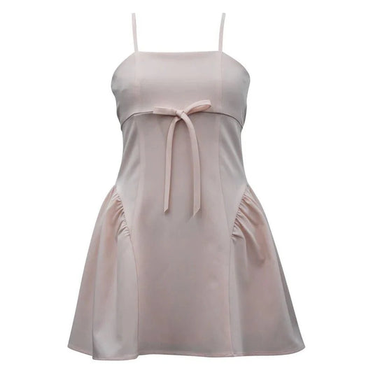Ava &  Yelly Tween Side Shirred Bow Front Dress in Blush