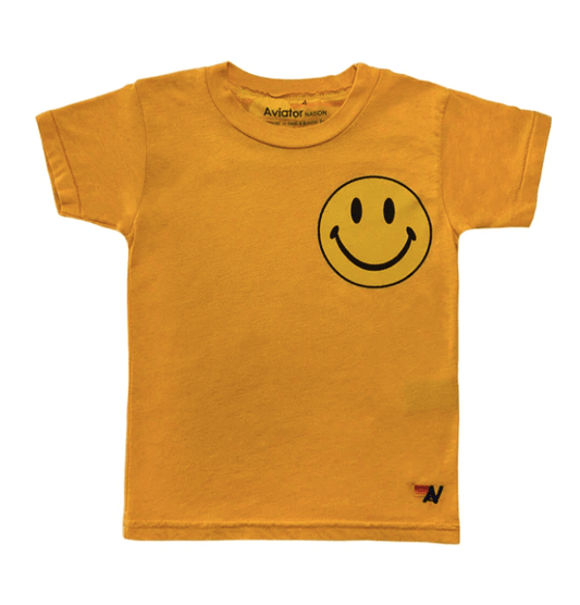 Aviator Nation Smiley 2 Tee in Gold