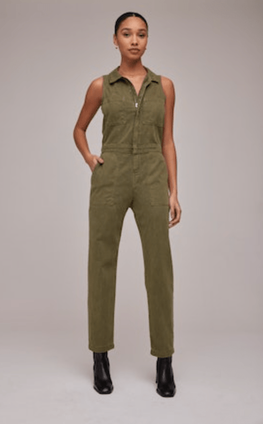 Bella Dahl Gwen Zip Front Coverall in Bonsai Green