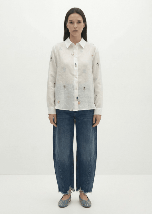 Berenice Cool Peace Linen Shirt in Off White