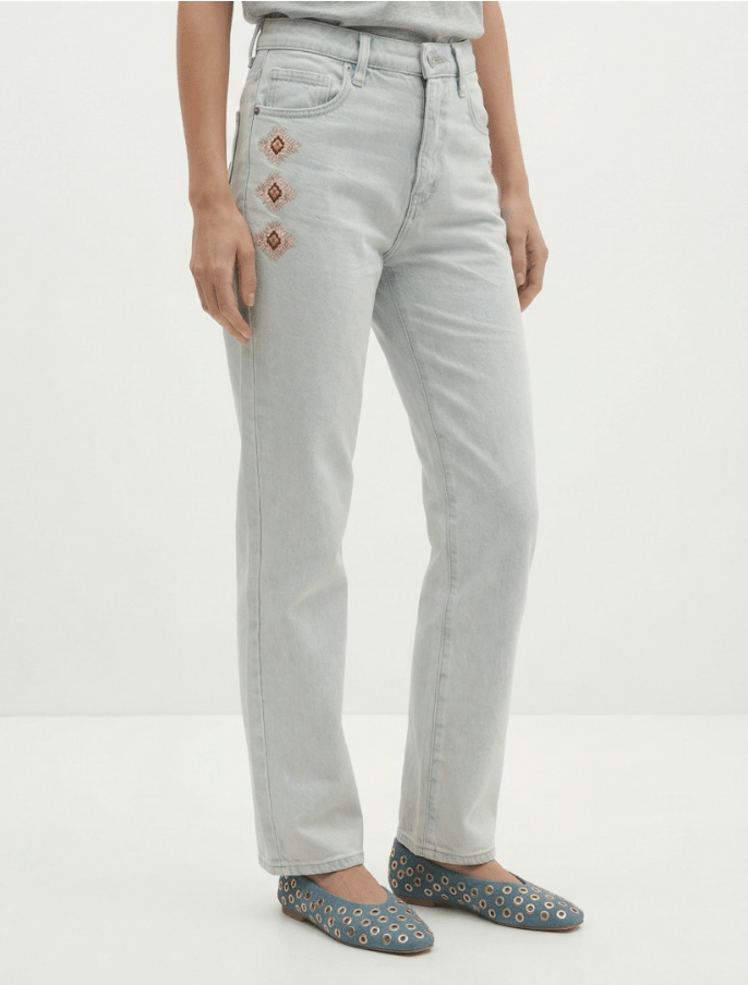 Berenice Phoenix Straight Leg Jean in Light Blue Denim