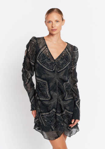 Berenice Ruvi Printed Dress with Ruffles in Tamaya
