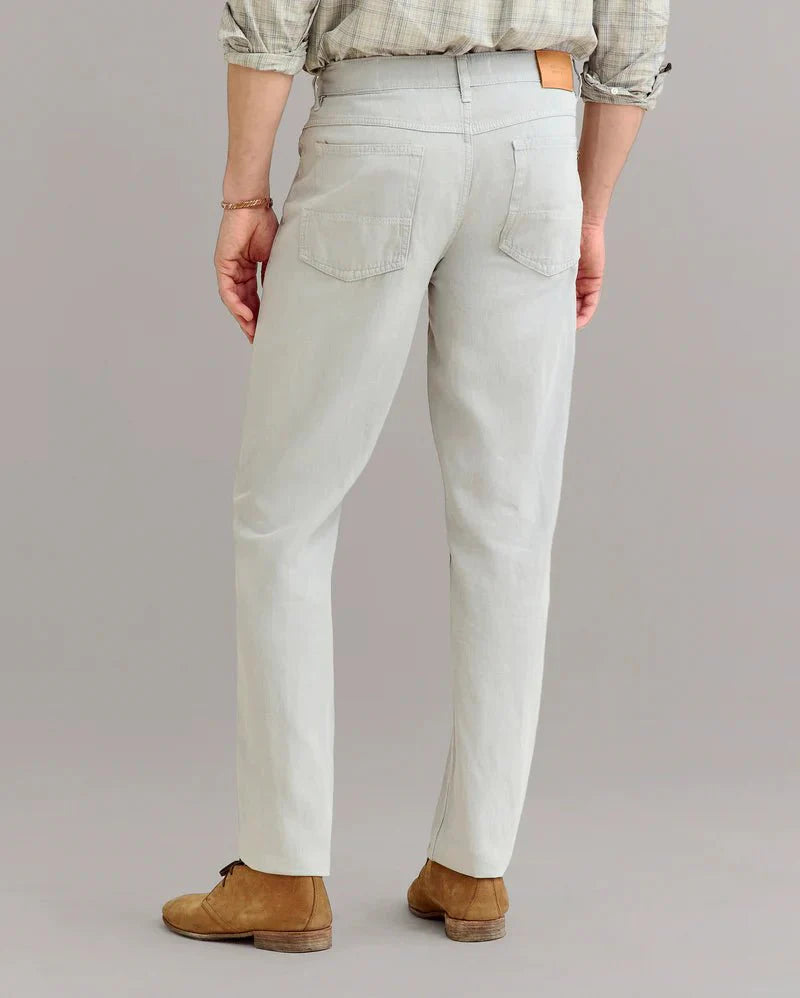Billy Reid Cotton Linen 5 Pocket Pant in Quarry