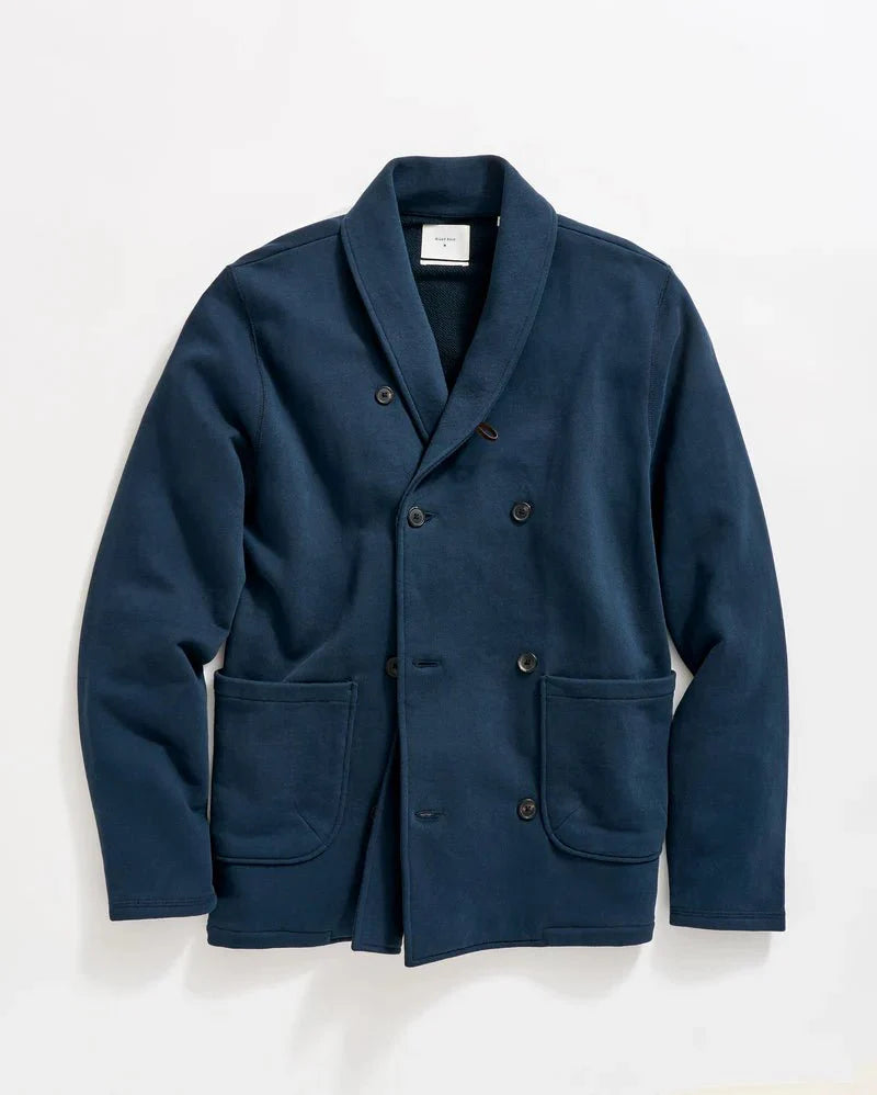 Billy Reid John Shawl Cardigan in Carbon Blue