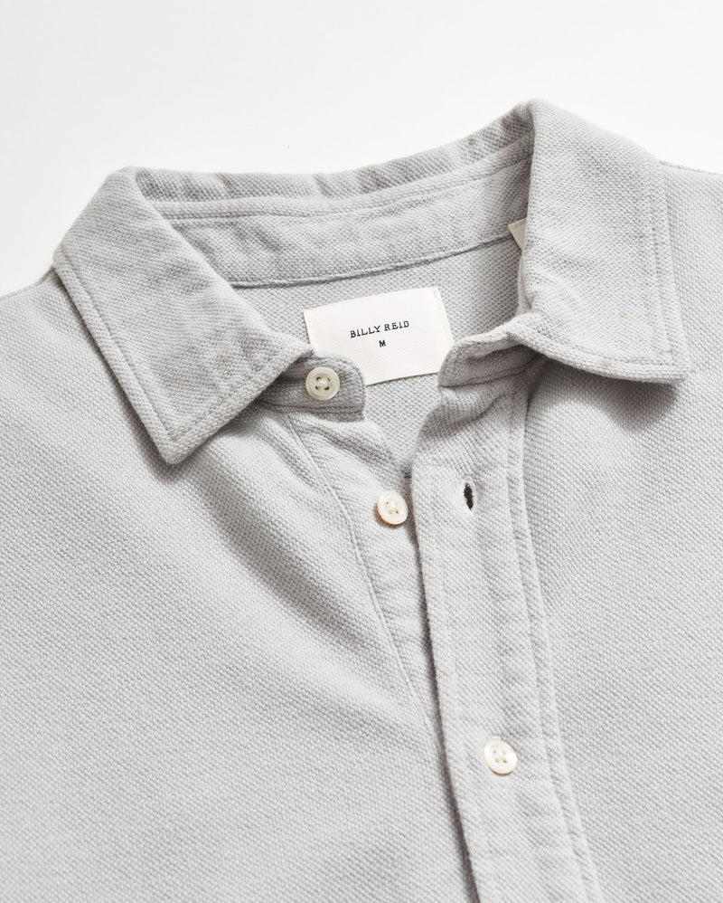 Billy Reid Long Sleeve Knit Yellowhammer Shirt in Silver