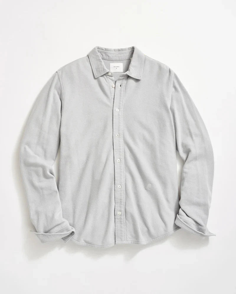 Billy Reid Long Sleeve Knit Yellowhammer Shirt in Silver