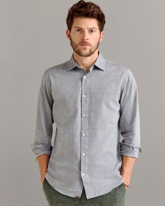 Billy Reid Oxford Hutchenson Dress Shirt in Light Grey