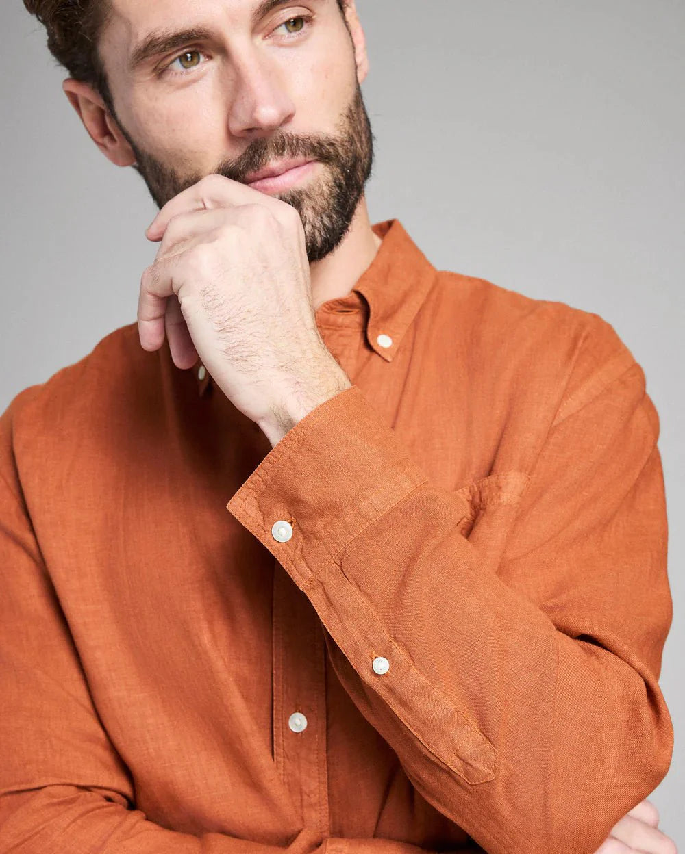 Billy Reid Tuscumbia Line Shirt Button Down in Umber