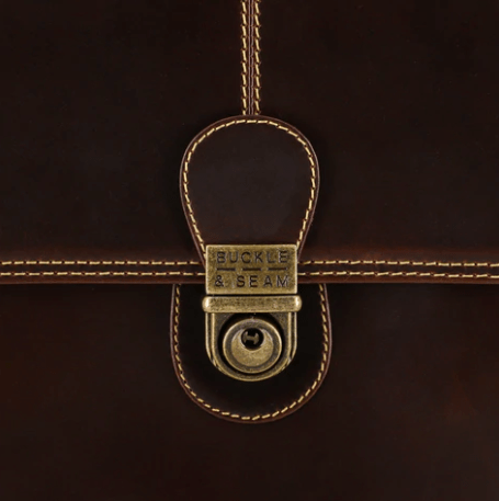 Buckle & Seam Satchel Cara in Brown Leather
