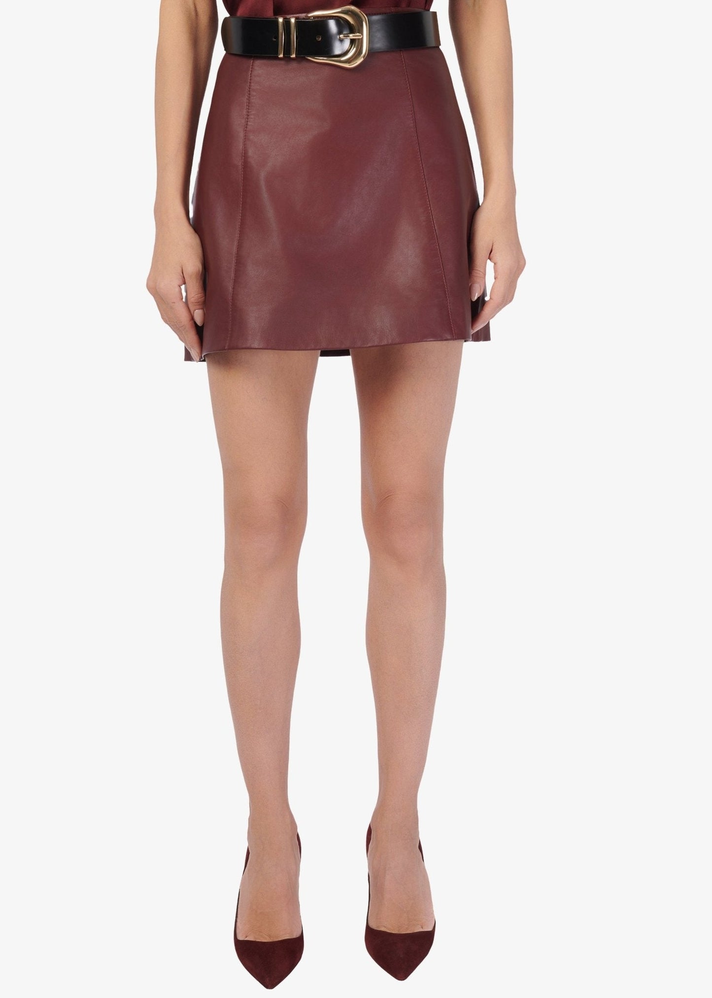 Cami NYC Cillian Genuine Leather Mini Skirt in Syrah