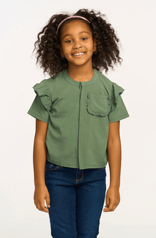 Chaser Anise Ruffle Top in Dark Forest