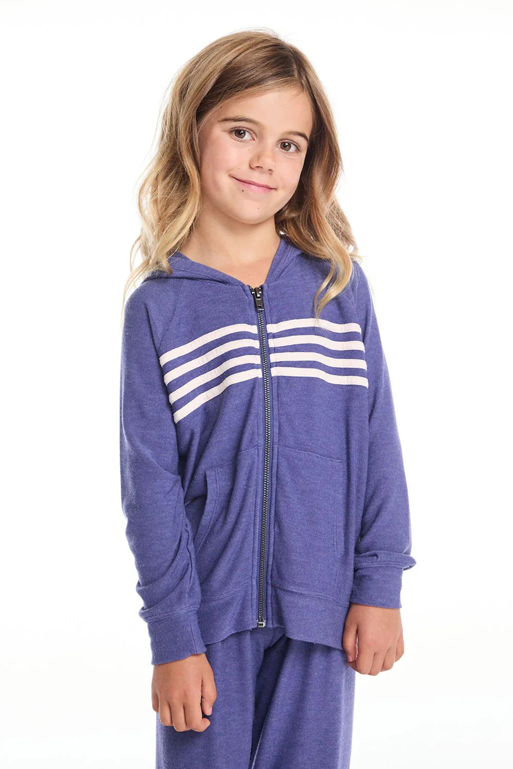 Chaser Girls Zip Up Hoodie in Frost Blue