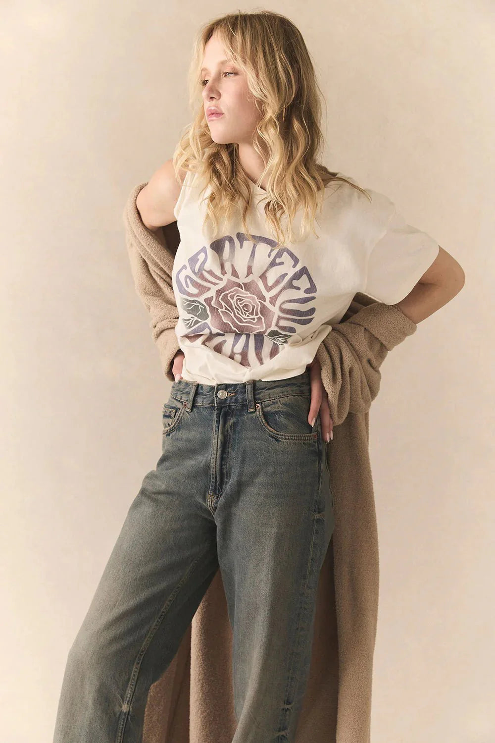 Chaser Grateful Dead Rose Tee in White