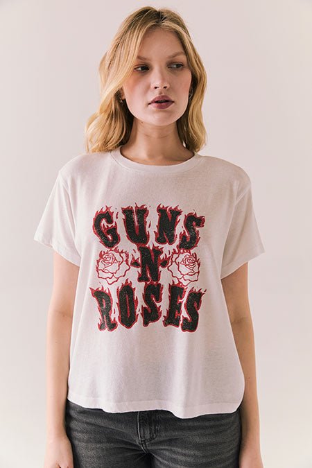 Chaser Guns N’ Roses Flaming Roses Tee in White