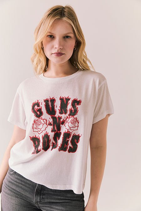 Chaser Guns N’ Roses Flaming Roses Tee in White