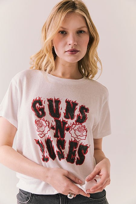 Chaser Guns N’ Roses Flaming Roses Tee in White