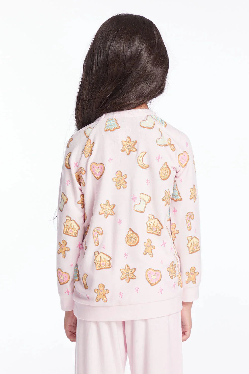 Chaser Kids Christmas Cookies Pullover in Pinky