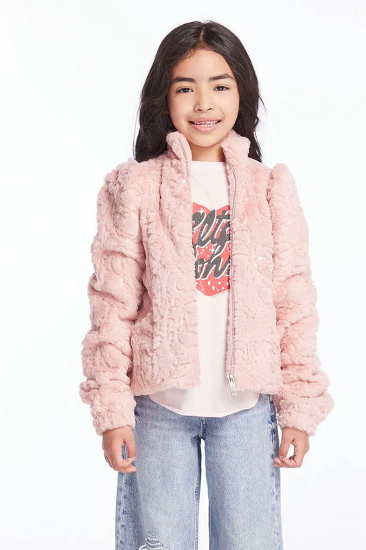 Chaser Kids Puff Sleeve Jacket in Pinky