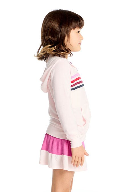 Chaser Kids Zip Up Hoodie with Pinky Strappings in Pinky Colorblock