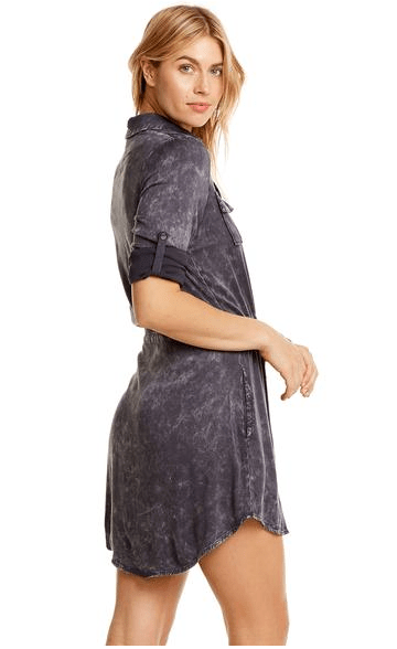 Chaser Roll Up Sleeve Button Down Dress