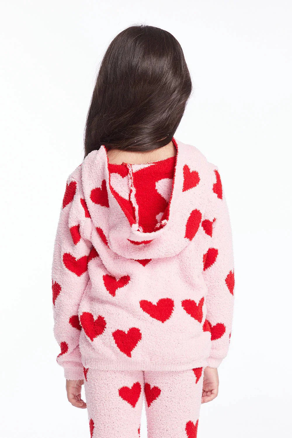 Chaser Sugar Heart Girls Semi Cropped Shirred Pullover Hoodie