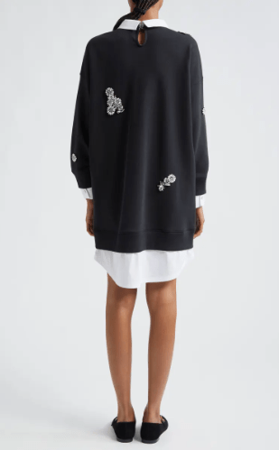 Cinq A Sept Crystal Chrysanthemum Justina Dress in Black