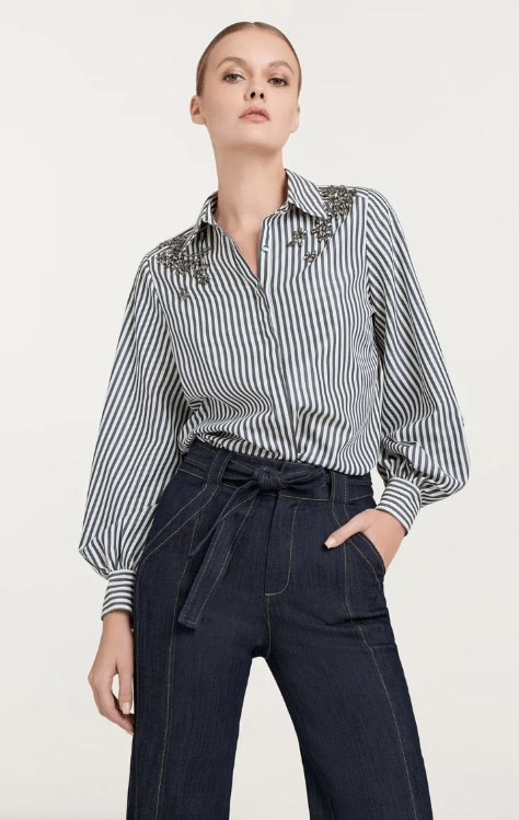 Cinq A Sept Crystal Ivy Tianna Top in Peacock Blue