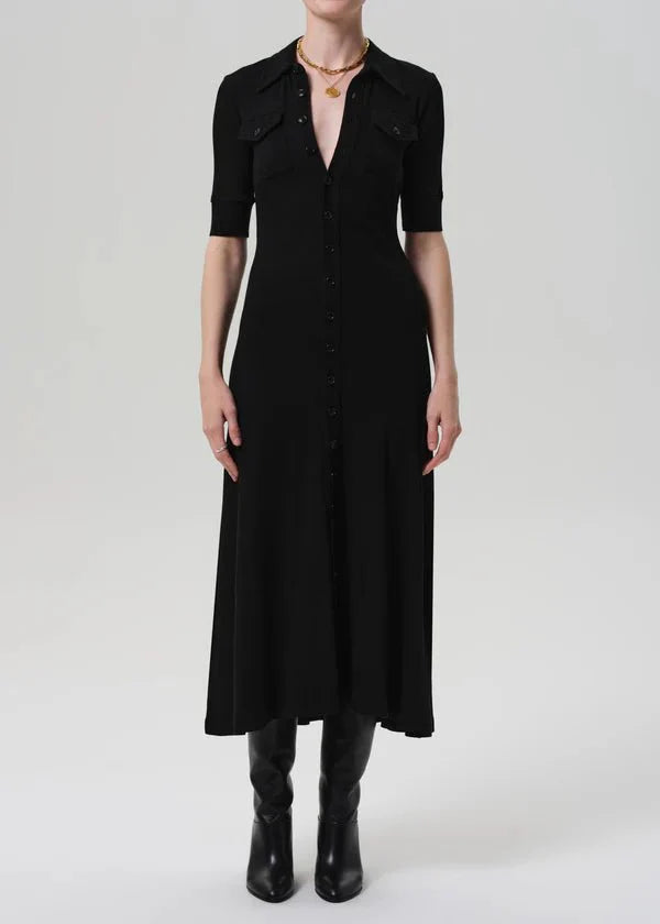 Citizen of Humanity Amina Polo Dress in Black