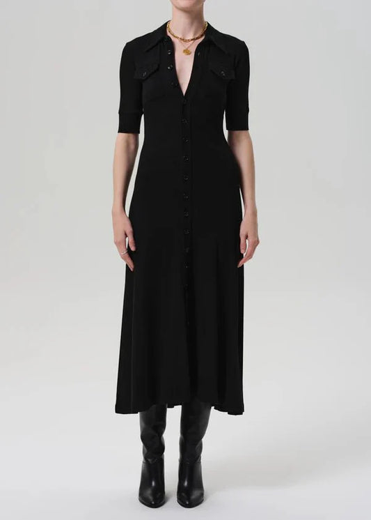 Citizen of Humanity Amina Polo Dress in Black