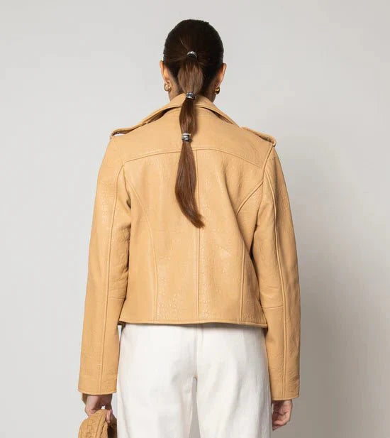 Cleobella Asher Leather Jacket in Tan