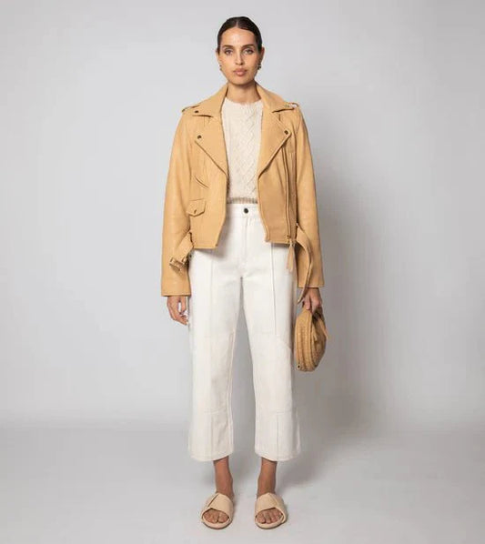 Cleobella Asher Leather Jacket in Tan