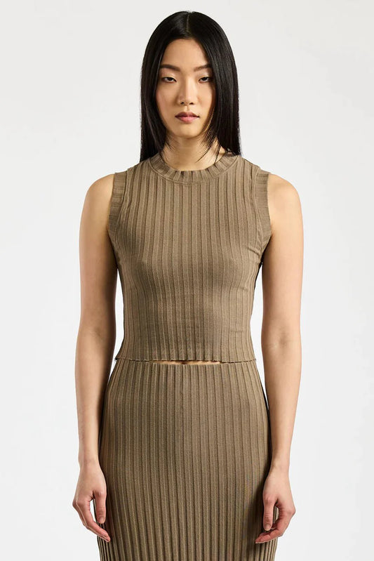 Cotton Citizen Capri Muscle Tank in Dark Chai