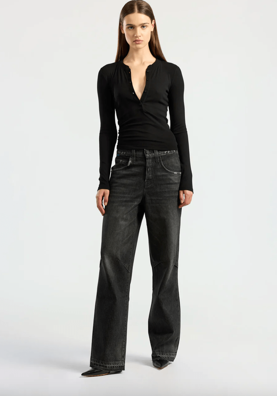 Cotton Citizen Verona Henley in Jet Black