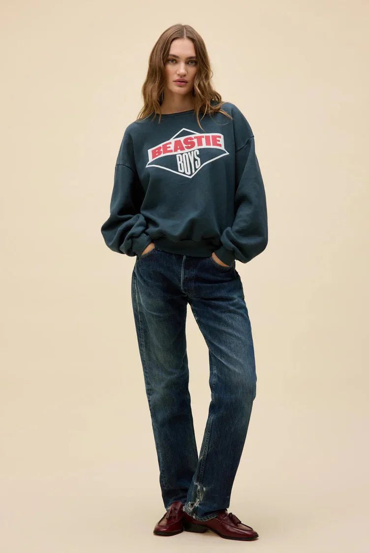 Daydreamer Beastie Boys Logo Oversized Crew Sweatshirt in Vintage Black