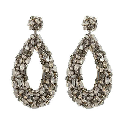 Deepa Gurnani Karen Earrings in Gunmetal