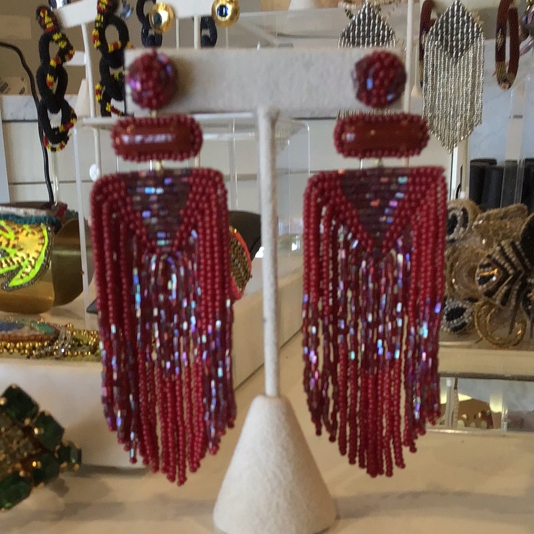 Deepa Gurnani red beaded earrings