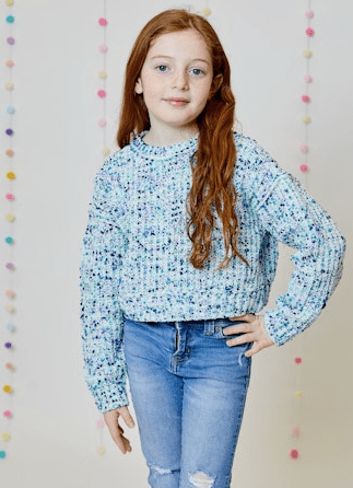 Design History Girl Sweater in Dashing Blue Combo