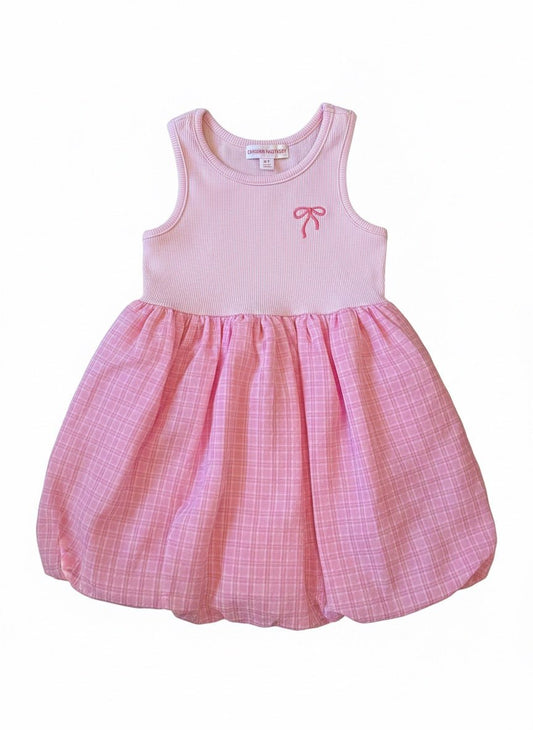 Design History Girls Bow Knit Dress in Pink Posies