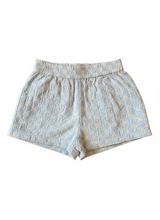 Design History Girls Floral Eyelet Shorts in Blue