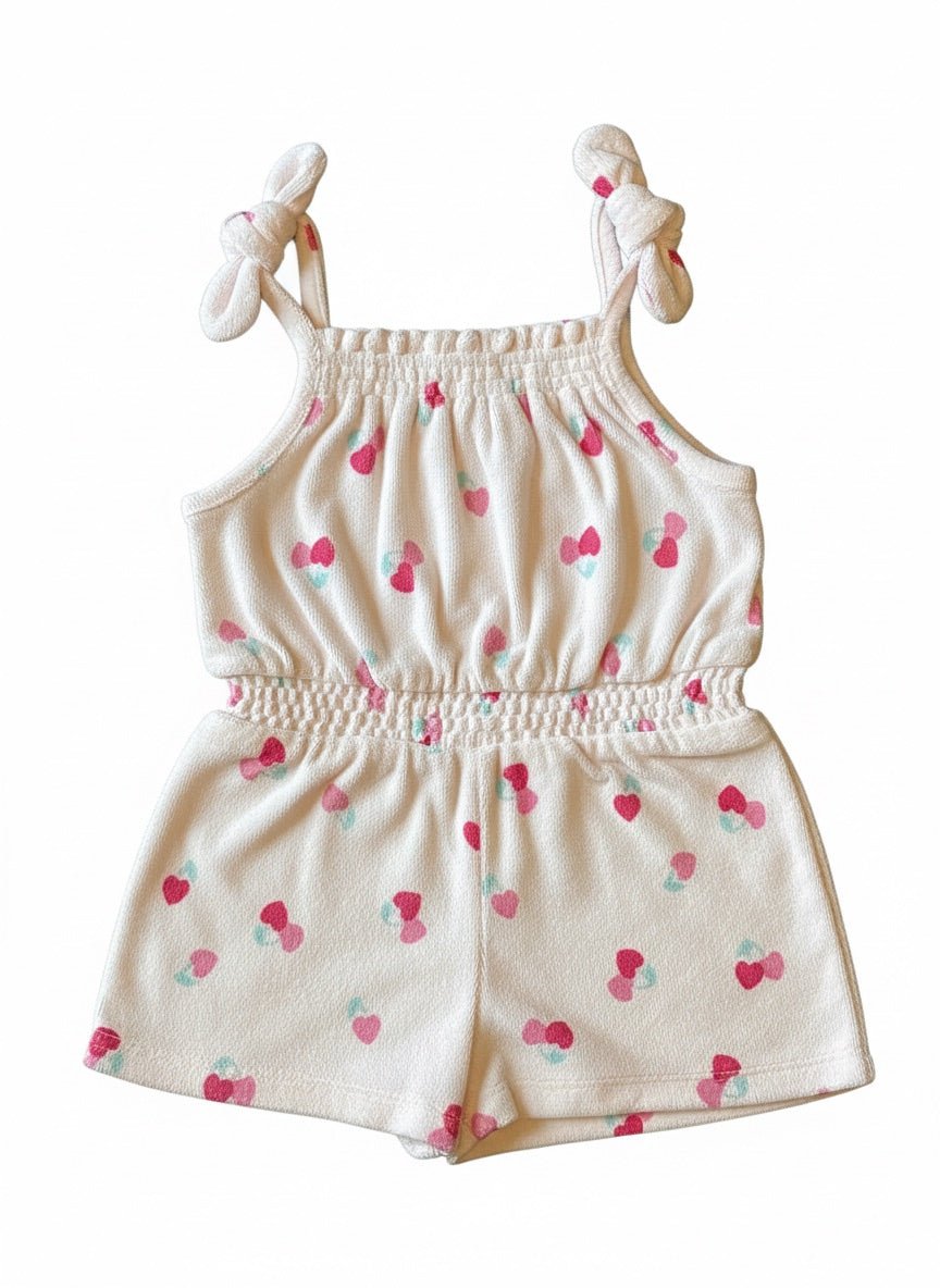 Design History Girls Hearts Romper in Lacey Pink