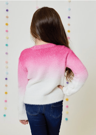 Design History Girls Sweater in Go Go Pink Combo