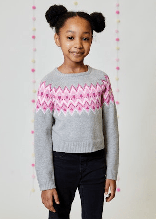 Design History Girls Sweater in Marble Heather