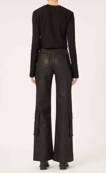 DL1961 Hepburn Wide Leg Cargo in Black Coated